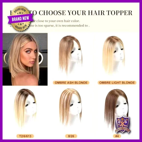 Human Hair Topper Handcrafted Breathable High Fit Adds Volume Covers Sparse Hair